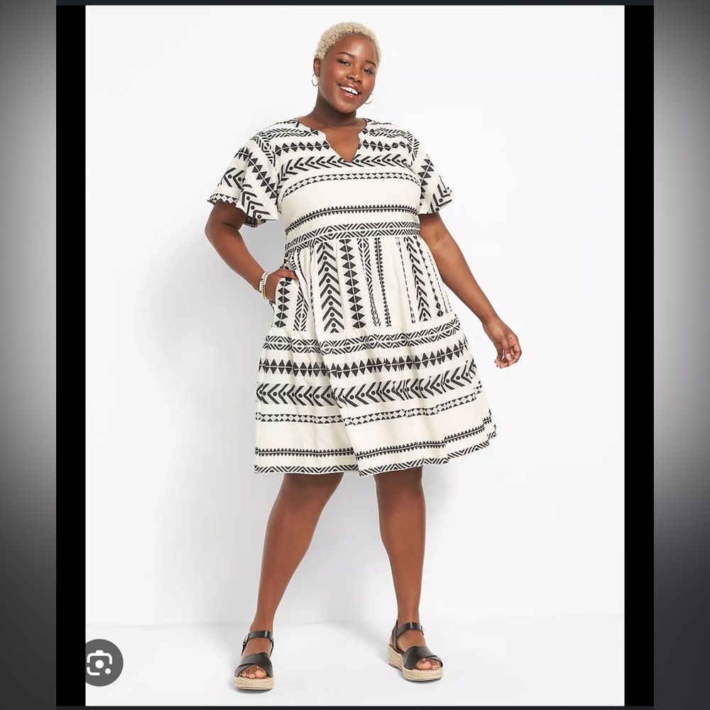 Lane Bryant Flutter-Sleeve Tiered Swing Dress